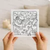 Santa Capybara Sleigh Christmas DIY Colouring Card – Cute Festive Holiday Greeting