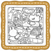 Jumbo Fuzzy Buddies Coloring Book - Tiny Daisy Fuzzy Buddies World Book for All Ages 4 A cute coloring image of animals baking pizza in a cozy kitchen, featuring a bear and a bunny preparing ingredients and using a pizza oven, perfect for children’s coloring activities.