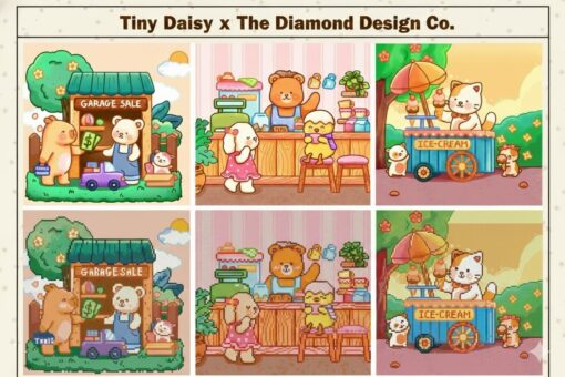 Fuzzy Buddies Shopping mini diamond painting kit
