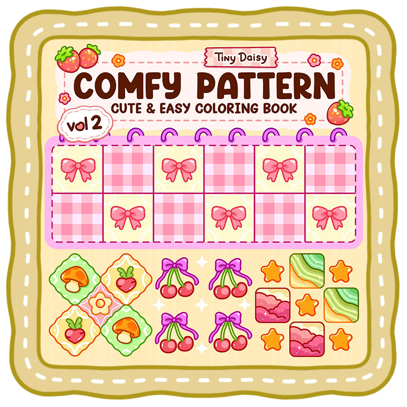 Front Cover ver 2 Comfy Patterns – Stress Relief Tiny Daisy Patterns Coloring Book for All Ages (Vol. 2)